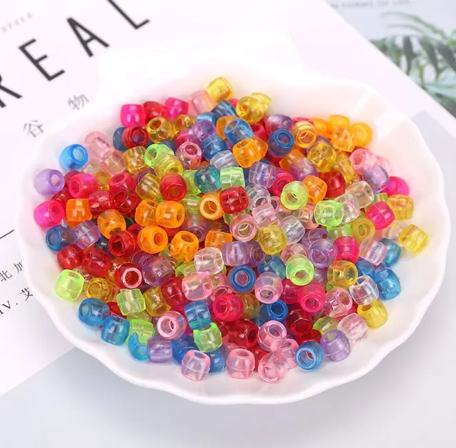 wholesale 6*8mm plastic barrel beads pony beads diy children toy set loose beads
