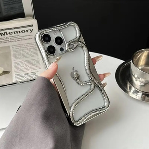 Funda trasera suave <span class=keywords><strong>de</strong></span> disipación <span class=keywords><strong>de</strong></span> calor para niño y niña, funda <span class=keywords><strong>de</strong></span> galvanoplastia <span class=keywords><strong>de</strong></span> serpiente hueca fresca y elegante para iPhone 16 Pro Max 7/8G Plus X XR - Product Image 4