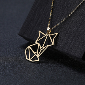 Myshape Origami Licorne Renard Grue Pendentif Collier Femmes Filles Acier Inoxydable Animal Choker Neck Chain Colliers Bijoux Cadeau - Product Image 5