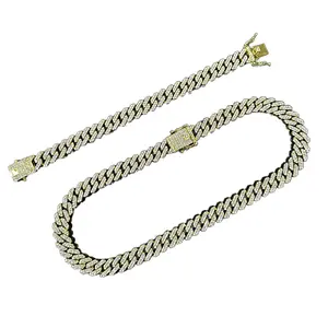 Collier de chaîne cubaine en <span class=keywords><strong>strass</strong></span> NL2017, bijoux de chaîne cubaine à fermoir en <span class=keywords><strong>strass</strong></span>, prix bas - Product Image 1