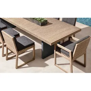 New arrival luxury garden furniture wood restaurant dining set outdoor patio teak dining chair