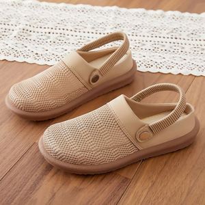 Closed Toe Hollow Out Mesh Casual Slides Women Japanese Style Minimalist Polyurethane Soft Sole Summer <b>Sandals</b> Wholesale - Product Image 2