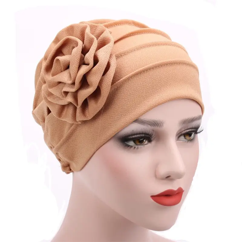 New Arrival Wholesale Women Head Scarf Turban Muslim Cotton Flower Headscarf Bonnet African Hat