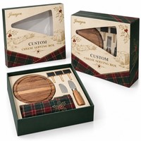 Boîte cadeau de Noël personnalisée en deux parties, base et couvercle avec fenêtre transparente en PVC, emballage en papier couché imprimé CMYK pour les travaux manuels de Noël