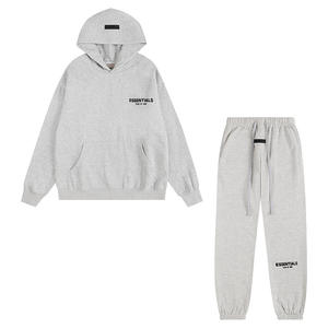 Großhandelspreis Ss22 Hoodie und Jogginghosen-Set aus Baumwolle Unisex ESS Logo High Street Casual Hoodie und Sweatpants Set - Product Image 3