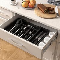 Organisateur de tiroir de cuisine sans BPA, extensible et ajustable, pour couverts et ustensiles en plastique