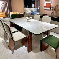 Ensemble table et chaises en bois, design italien luxe léger, mobilier pour la maison, restaurant et villa, démontable