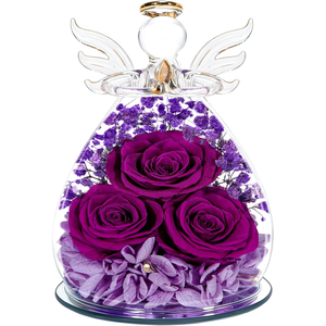 Rosa Eterna in Cupola di Vetro con Angelo della <span class=keywords><strong>Preghiera</strong></span> per Ringraziamento, Natale, Festività, Eventi Aziendali e Cerimonie, San Valentino - Product Image 1