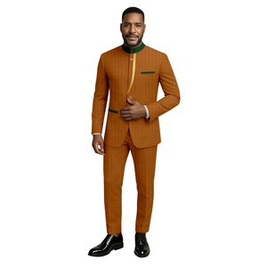 Costume Traditionnel Africain <span class=keywords><strong>pour</strong></span> Hommes, Ensemble Bazin Riche, <span class=keywords><strong>Tenue</strong></span> d'Affaires Personnalisée, Manches Longues, 100% Coton, Veste et Pantalon, <span class=keywords><strong>pour</strong></span> Fête 2526018 - Product Image 5