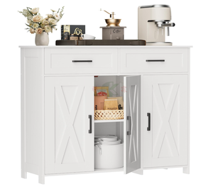 <span class=keywords><strong>Buffet</strong></span> de cuisine style farmhouse avec tiroirs <span class=keywords><strong>et</strong></span> portes, étagères réglables, rangement pour bar à café, <span class=keywords><strong>blanc</strong></span> - Product Image 2