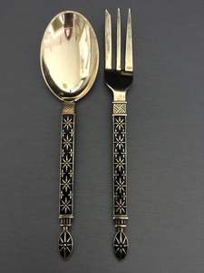 OEM Custom Made Cutlery Set with Golden Finished <b>Antique</b> Style Handmade Cutlery Set <b>For</b> <b>Sale</b> By Exporters - Product Image 2