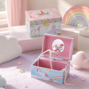 Luxury Single Layer <b>Music</b> Jewelry <b>Box</b> with Mirror Custom Gift Packaging <b>Box</b> for Ring Earring Necklace Storage - Product Image 1