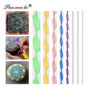 Panwenbo 8pcs Malerei Felsen Mandala Schablonen <span class=keywords><strong>Kit</strong></span> Ball Stylus Ton Skulptur Schnitzwerk zeuge Mandala Punkt ier werkzeuge - Product Image 1