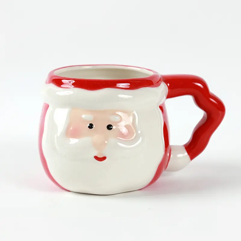 Modern simple Hand made santa claus ceramic Christmas mug cup cartoon drinking cup Christmas gift crafts