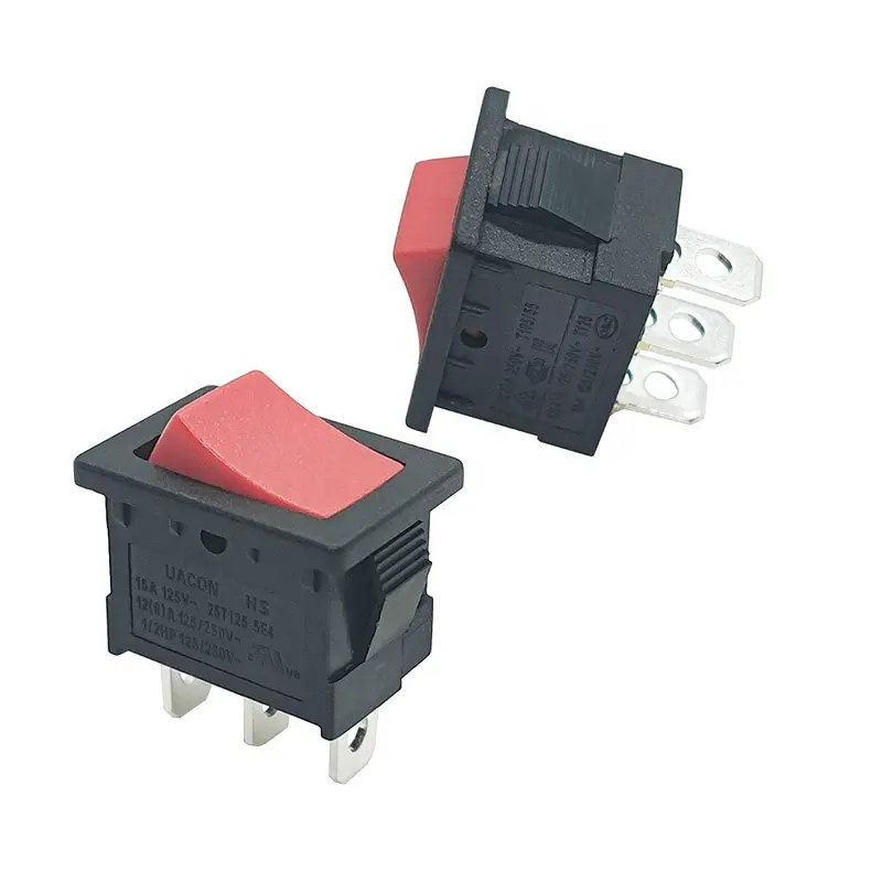 Sales Of 15 * 21mm Black Seat Red Button 3-pin ON-ON Function CUL VDE KC Certified Ship Shaped Switch