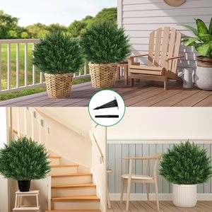 <b>Artificial</b> Cypress Plants With Ground Spike Fake Evergreen Shrubs For <b>Indoor</b> Outdoor Porch Garden Planting - Product Image 6