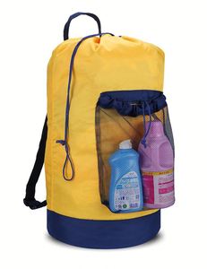 Sac à dos de lavage extra large avec bretelles et poche en filet, sac à dos de lavage robuste pour vêtements sales - Product Image 1