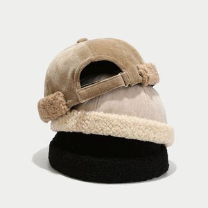 Sombrero <span class=keywords><strong>de</strong></span> Pana Vintage <span class=keywords><strong>de</strong></span> Color Liso con Imitación <span class=keywords><strong>de</strong></span> <span class=keywords><strong>Lana</strong></span> <span class=keywords><strong>de</strong></span> Cordero, Estilo Landlord sin Visera - Product Image 2