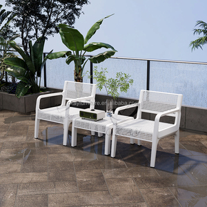 Canapé d'extérieur OKAY – Prix <span class=keywords><strong>de</strong></span> gros – Chaise effet cannage d'inspiration rétro – Cadre en plastique moderne pour balcon – Canapé en plastique durable - Product Image 2