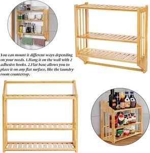 Support mural multifonctionnel moderne en bambou à 2 niveaux pour serviettes de toilette, idéal pour la cuisine - Vente en gros OEM - Product Image 6