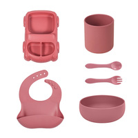 Nouveau produit pour bébé en gros : Ensemble de 9 pièces en silicone pour l'alimentation des nouveau-nés, kit cadeau assiette et tasse, fournitures pour bébés et enfants