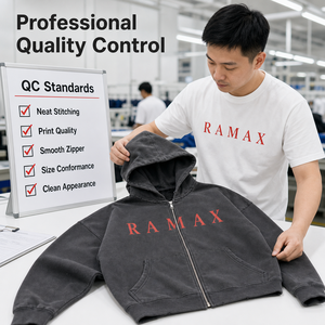 <span class=keywords><strong>Áo</strong></span> <span class=keywords><strong>khoác</strong></span> hoodie nam RAMAX 480GSM dày dặn, khóa kéo, màu đen đã qua xử lý, phong <span class=keywords><strong>cách</strong></span> Y2K Grunge Streetwear, dáng rộng, nhận đặt hàng số lượng lớn, OEM tùy chỉnh - Product Image 5