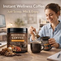 Mélange de café aux champignons naturels de qualité supérieure, boisson de café fonctionnelle instantanée, extrait de 7 champignons, marque privée, vente en gros
