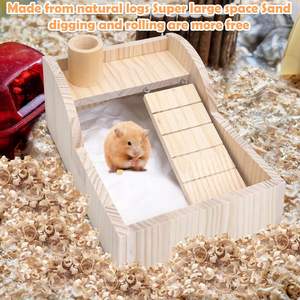 Boîte de bain de <span class=keywords><strong>sable</strong></span> pour hamster, salle de douche en bois, bac à creuser, conteneur avec échelle d'escalade, souris, gerbilles et autres petits animaux - Product Image 6