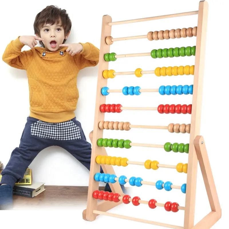 बड़ा आकार बच्चों गणना लकड़ी के शैक्षिक खिलौना अबैकस पूर्वस्कूली गिनती फ्रेम लकड़ी के खिलौने