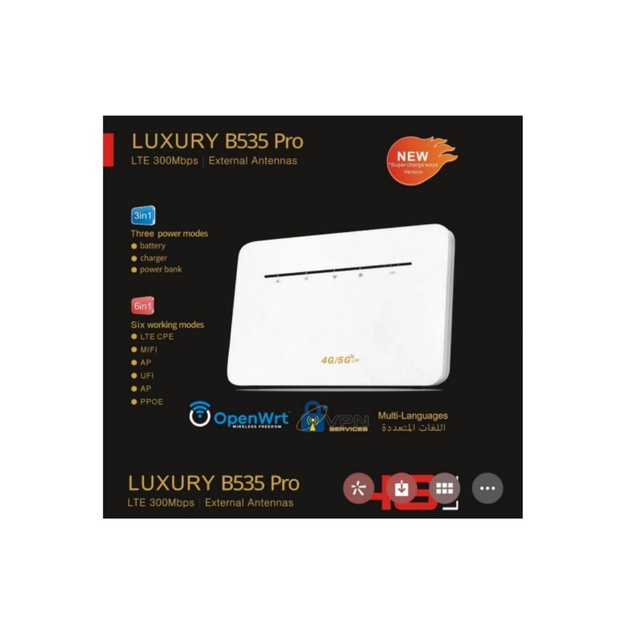 LUXURY B535 Pro High Speed B535 4G LTE CPE Router Battery Home Office 4G Sim Router with B1/2/3/4/5/7/8/12/17/28/66/38/40/41