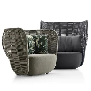 MUGAO, muebles modernos, conjunto de jardín Modular de mimbre curvo, pequeño sofá de <span class=keywords><strong>exterior</strong></span> para entretenimiento <span class=keywords><strong>Exterior</strong></span> con bambú para sala de estar - Product Image 3