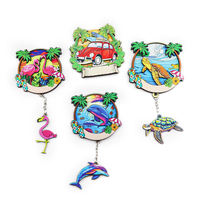 Aimant de réfrigérateur touristique Win Win, écologique, personnalisé, imprimé par transfert thermique, en bois et résine, motif paysage marin Miami Beach