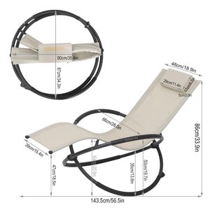 Chaise longue à bascule zéro gravité <span class=keywords><strong>de</strong></span> qualité commerciale, pratique et durable, idéale pour la plage, les pique-niques et la détente <span class=keywords><strong>sur</strong></span> le <span class=keywords><strong>balcon</strong></span> - Product Image 3