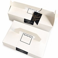 Boîte alimentaire pliable en papier blanc pour emporter, emballage pour gâteaux avec étiquette imprimée et poignée