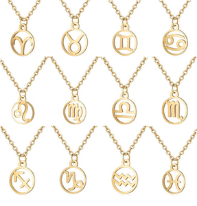 Collar con Colgante <span class=keywords><strong>de</strong></span> Signo Zodiacal <span class=keywords><strong>de</strong></span> Acero Inoxidable 316L Chapado en Oro <span class=keywords><strong>de</strong></span> 18K Simple y Resistente al Deslustre para Mujer - Product Image 1