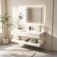 Vente en gros usine : Lavabo intégré double couche brillant sans joint, style luxe léger moderne, pour toilettes publiques d'hôtel, OEM/ODM