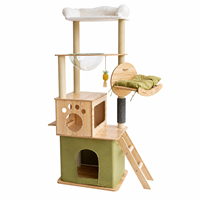 Grand arbre à chat en bois tout-en-un avec capsule spatiale, griffoir et maison pour chat peu encombrante pour la vente en gros