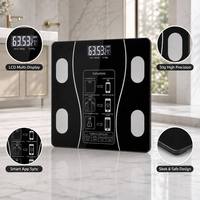 Báscula Inteligente de Composición Corporal con Bluetooth, Alta Precisión, Digital, para Baño, con Pantalla LCD de Vidrio Templado y Aplicación de Salud