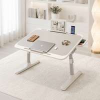 Table pliante réglable pour lit, bureau, dortoir, étudiant, camping, avec lampe de bureau, pour étude, fenêtre en baie, chambre à coucher, bureau, petite table, modèle ajustable