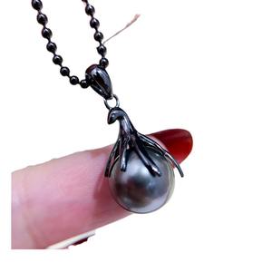 Pendentif en argent S925 WENCHI avec perles rondes de 9 à 13 mm, accessoires de perles DIY, support vide, collier noir 10374 Chine - Product Image 5