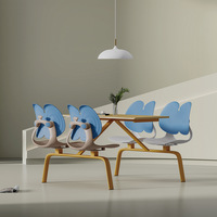 Ensemble de table et de chaises de salle à manger en plastique au design minimaliste moderne, 4 places, pour cafétéria, restaurant, école