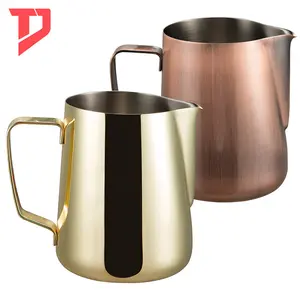 16oz Stainless Steel Garland Copper Plated Milk Cup Coffee Culture Milk Frothing Jug