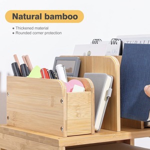 Étagère de bureau multi-niveaux, organisateur de bureau autoportant en bois pour espace de travail ou d'étude - Product Image 3