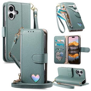 Étui magnétique pour cartes de crédit, coque de téléphone pour iPhone 16/16 Plus/17 Air/15/14 <span class=keywords><strong>Pro</strong></span>/13 Promax, étui portefeuille à bandoulière - Product Image 2