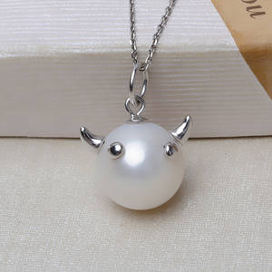 S925 Silver Ox Head <b>Bead</b> Pendant Baroque Pearl Necklace with Hollow Base New 3189 DIY <b>Craft</b> Jewelry Findings & Components - Product Image 4