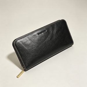 Portable Black Zippered Long Purse Textured Surface Large Capacity Card Bill Holder Casual <b>Wallet</b> - Product Image 2
