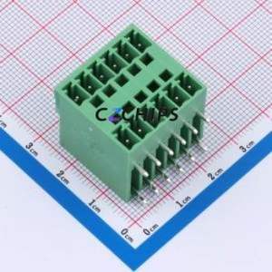 BX-DGRH-3.81-6P Plug-in Terminal Block Bent Lead Through Hole,P=3.81mm Board-to-Board / Socket - Closed 2x6P 3.81mm Green - Product Image 1