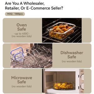 BPA Free Glass Food <b>Storage</b> Container Set with Airtight PP <b>Lid</b> Keep Food Fresh for Meal Prep and Lunch <b>Box</b> Use - Product Image 3