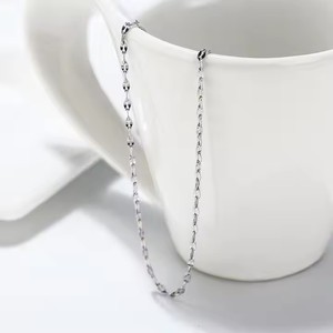 Joyería <span class=keywords><strong>de</strong></span> moda a granel italiano 925 <span class=keywords><strong>plata</strong></span> esterlina 2,3mm Twist Flake cadena collar barato clavícula cadena para Mujeres Hombres - Product Image 6