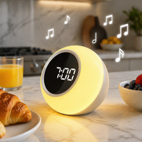 Jam Meja Digital Analog Cerdas 7 Warna dengan Mesin Suara White Noise untuk Tidur Bayi, 30 Suara Alam